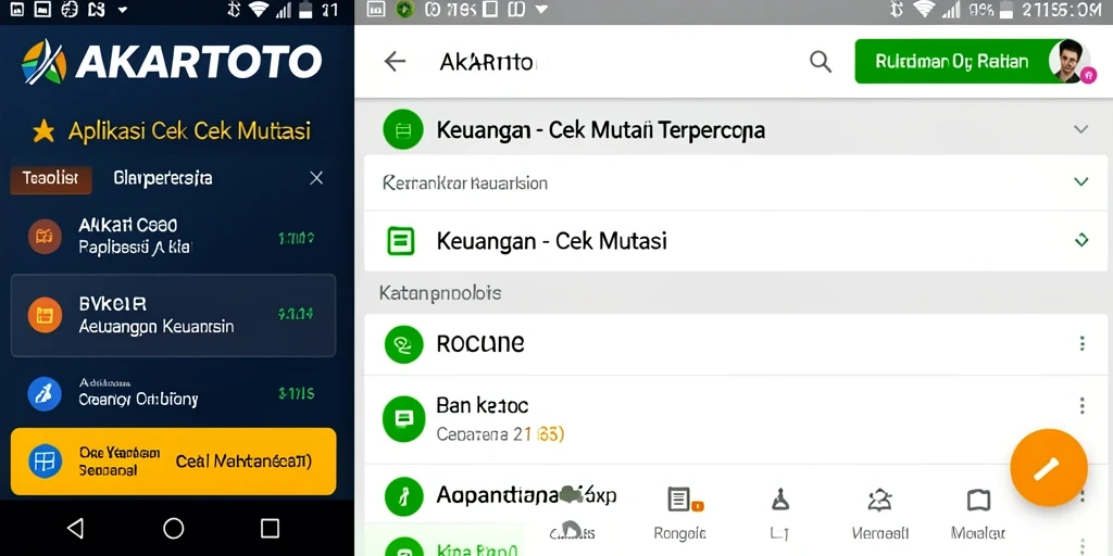 Tampilan antarmuka aplikasi AKARTOTO yang menunjukkan mutasi keuangan.