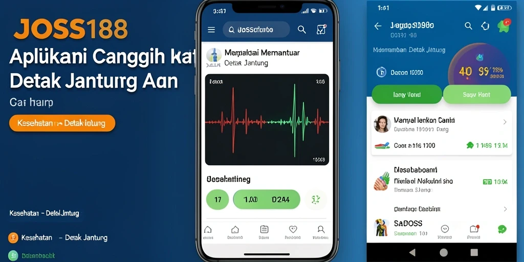 Screenshot utama JOSS188 menunjukkan antarmuka pemantauan detak jantung yang intuitif.