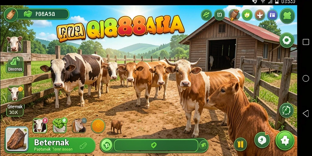 Antarmuka menarik dan penuh warna dari game Beternak QQ88ASIA.