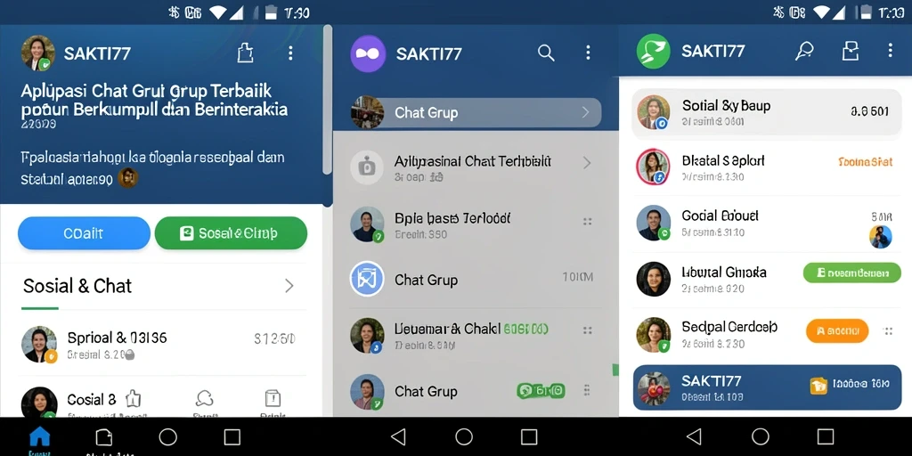 Screenshot utama SAKTI77 menunjukkan antarmuka chat grup yang menarik.