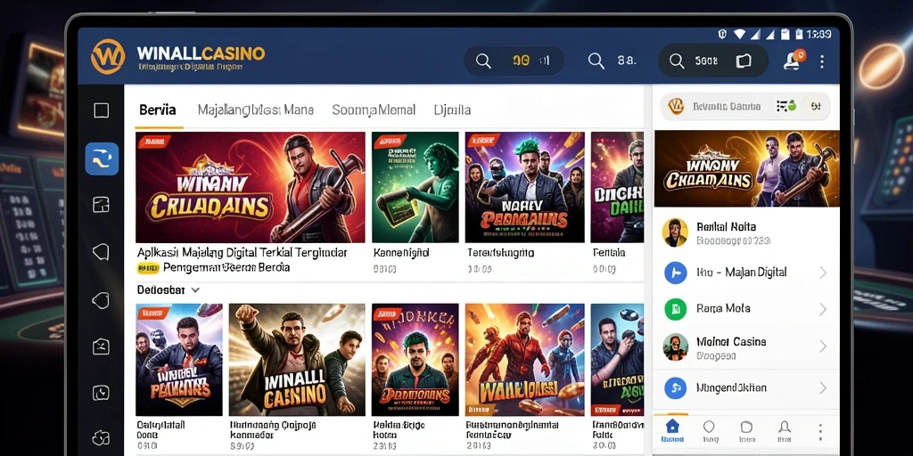 Antarmuka aplikasi WINALLCASINO yang sederhana dan informatif.