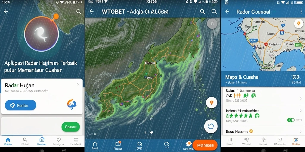 Tampilan antarmuka utama WTOBET menunjukkan radar hujan yang jelas dan informatif.