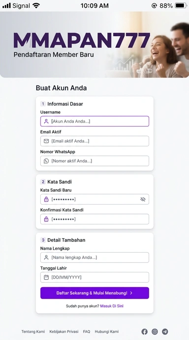 Daftar Akun Baru Mapan777 untuk Pengguna Android
