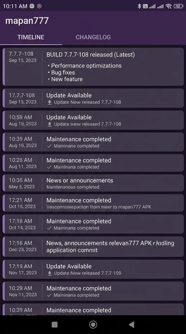 Riwayat Versi Aplikasi Mapan777 untuk Android